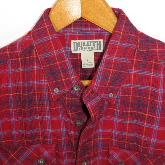 Duluth Trading Co. Men's LG Button Up Long Sleeve Plaid Flannel Shirt NWOT - Picture 3 of 7